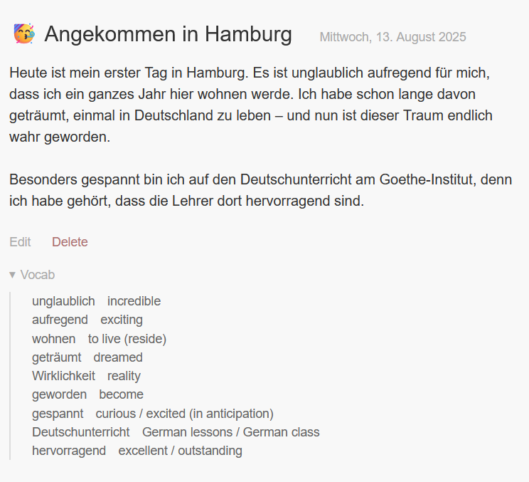 Editor and vocabulary example